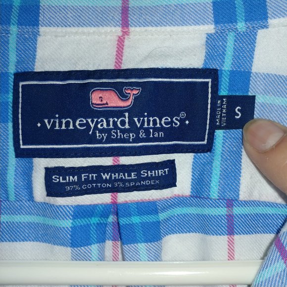 Vineyard Vines: Slim Fit Whale Shirt / Plaid Button Down Shirt - Mens Size Small - Picture 5 of 6